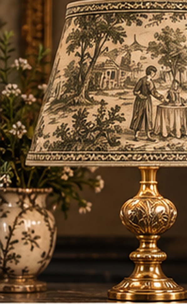 The Pastoral — Toile narrative lampshade by Snowball Atelier