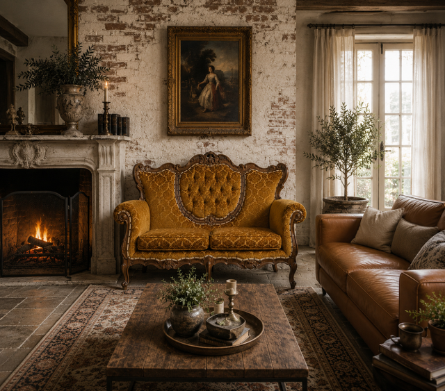 Carved Victorian settee
