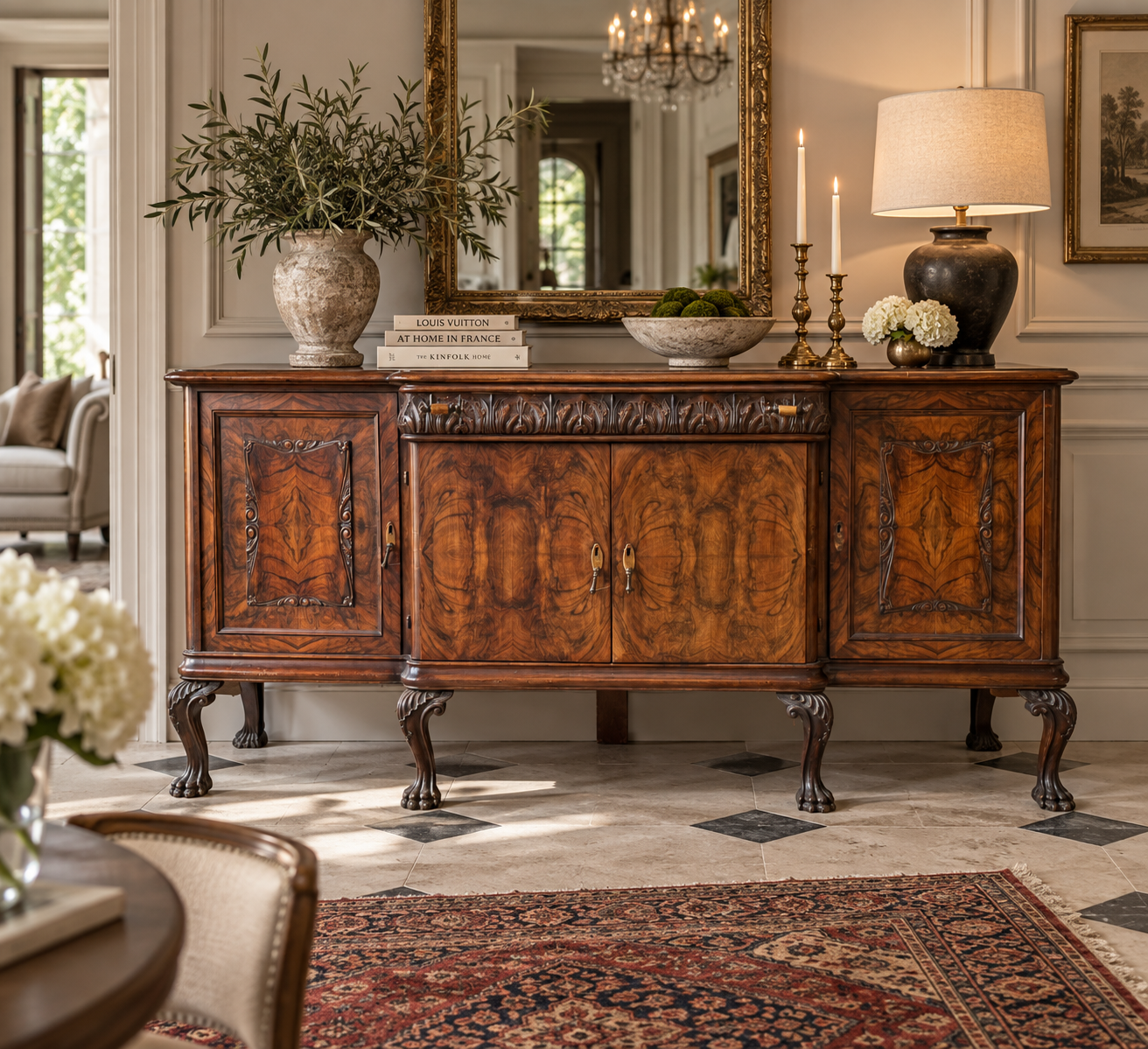 Burr walnut sideboard